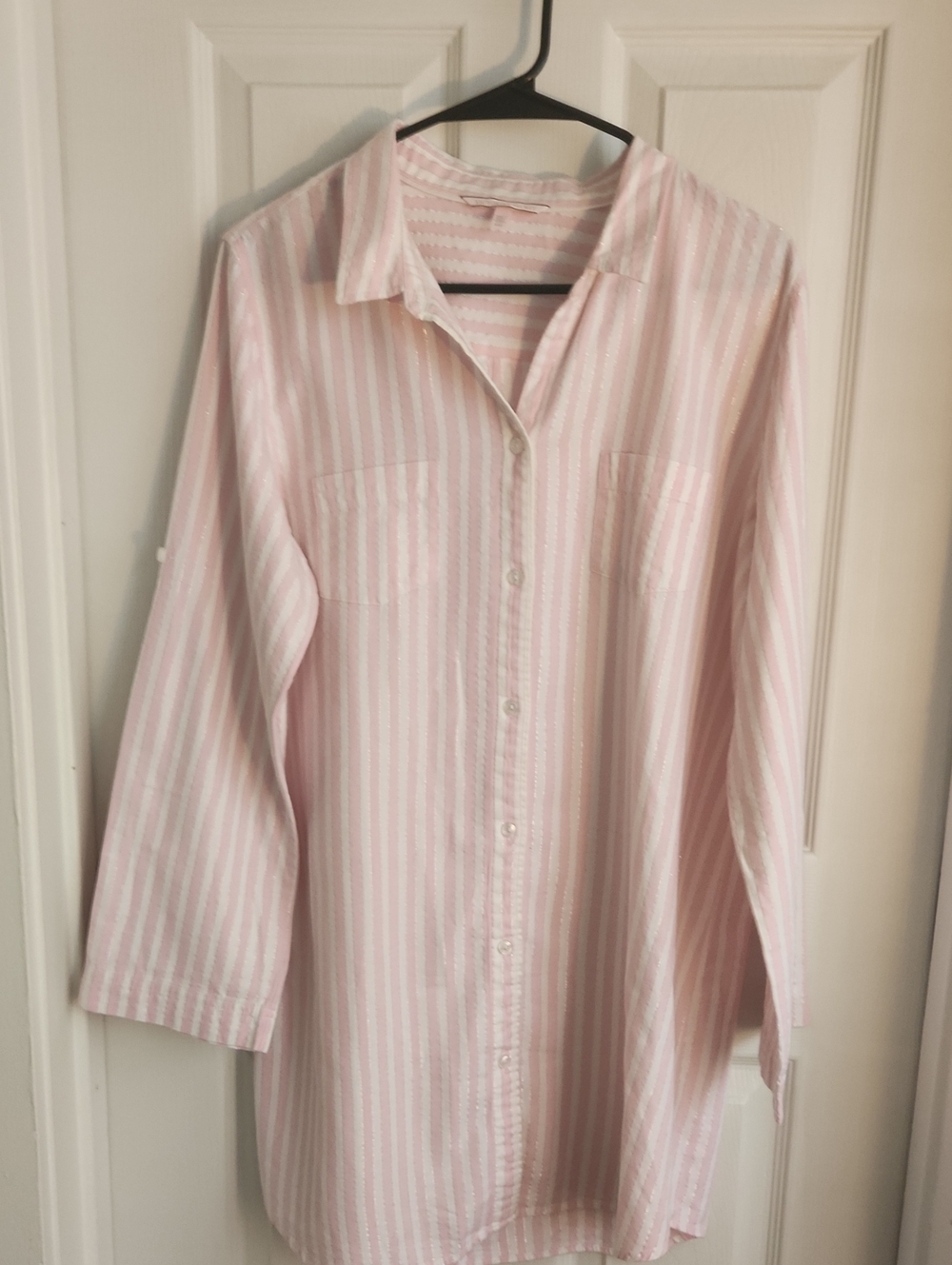 Victoria's Secret Classic Striped Sleep Shirt with Metallic Thread